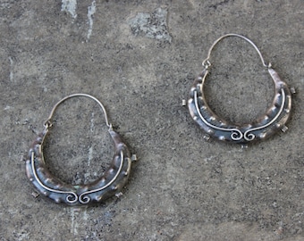 Bohemian Balinese Sterling Silver Hoops