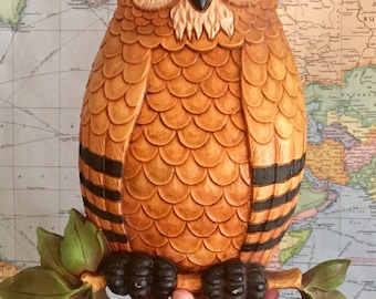 Vintage 1970s owl wall art