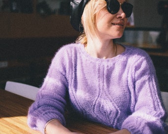 mohair hand made pullover with pattern