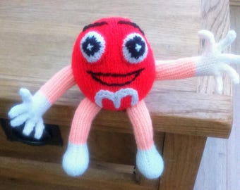 Mr M&M Red candy man knitting pattern