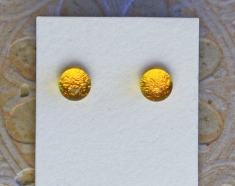 Dichroic Glass Earrings, Canary Yellow DGE-1302
