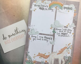 Unicorns and Rainbows A5 Notepad, List Pad, Things To Do Note Pad, Desk Pad, Stationery, To Do List Notepad, Planner Notepad, Unicorn