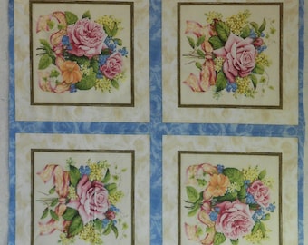 Cotton Fabric - South Sea Imports - Coming Up Roses 43" x 23 1/2" Panel - CLEARANCE SALE!!!