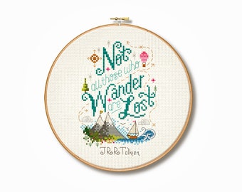 Tolkein 'Not all who wander' Cross Stitch Pattern (Digital Format - PDF)