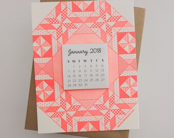 letterpress quilt mini calendar 2018