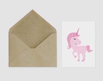 Pink Unicorn Greeting Card A6