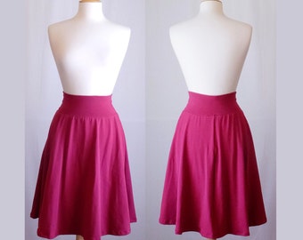 Market Skirt Full Aline Semi Circle Skirt Womens stretch Cotton Jersey Swing Skirt knee length twirl skirt custom made to order
