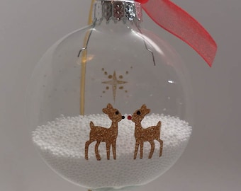 Hand Painted Ornament - Reindeer Love ornament