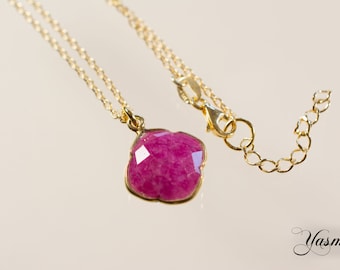 Faceted Ruby with sterling silver gold plated