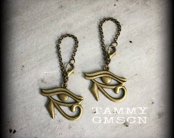 Eye of Horus earrings Eye of Ra earrings Egyptian earrings Evil eye earrings Occult earrings Esoteric earrings Gauges Tapers Tunnels Plugs