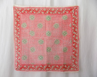 Indian Cotton Gauze Block Print/Handprinted Scarf 1970s