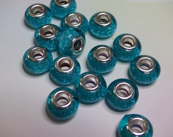 set of 4 large hole blue sequined Perleseuropeennes