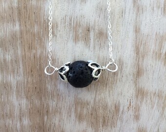 Sterling Silver Lava Bead Diffuser Necklace