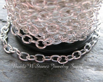 5 Feet Quality Bright Silver Plated Brass 4.6mm Drawn Cable Chain