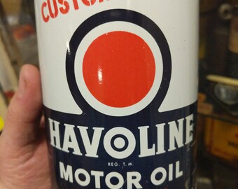 Original Texaco Havoline 1940's Metal Quart Motor Oil Can