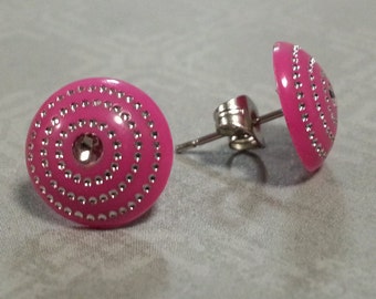 Pink and silver stainless surgical steel posts studs