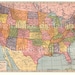 VINTAGE 1938 USA MAP -Instant Download Digital Printable- - 8 x 10,11 x 14 - DiY Print as many as you like