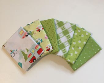 Glamperlicious - Green Fabric Bundle - Samantha Walker - Camping Fabric - Riley Blake - Fat Quarter Bundle - Fat Eighth Bundle