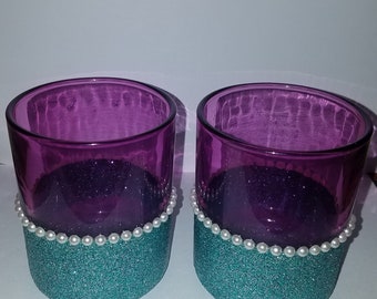 Glitter glass/make-up brush holder (Set of 2)
