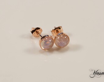 Rainbow Moon stone in rose gold plated
