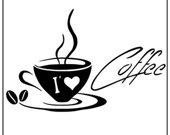 "I Love Coffee" kitchen Stickers 2 for an original wall decoration in your kitchen!
