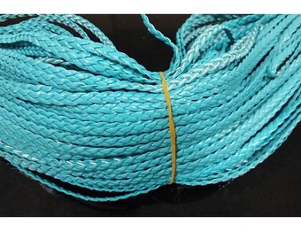 Braided faux leather blue 50 cm