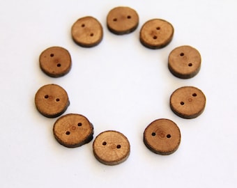 10 Tiny beech buttons 5/8" - 3/4"