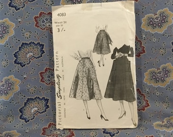 Simplicity vintage 40s skirt pattern size 24” waist hips 33”