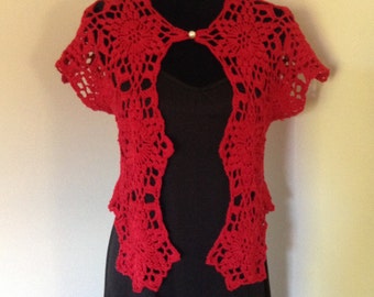 Bolero Shrug Red Pearl Bead