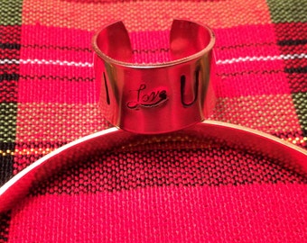 I Love U, copper ring, adjustable size