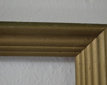 Vintage Wood Art Frame Gold Paint Distressed Photo Frame Shabby Cottage Chic Hard Wood Frame