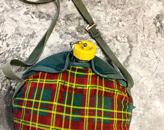 Vintage Girl Scout Plaid Canteen