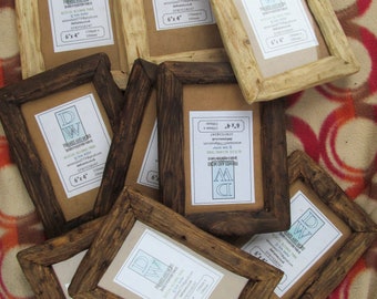 Rustic/driftwood style frames in recycled pine in clear beeswax, medium dark or very dark wax finish.To fit 6"x4" FREE U.K. shipping
