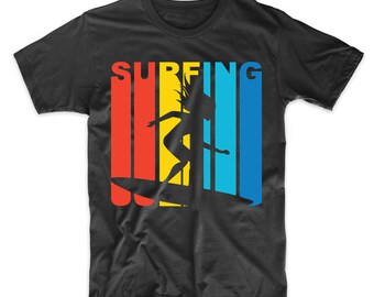 Retro 1970's Style Surfing Surfer T-Shirt