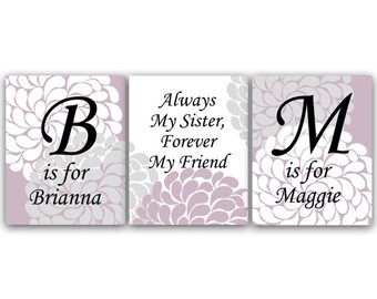Sisters Wall Art, Sister Quote, DIGITAL DOWNLOAD Wall Art, Personalized Kids Wall Art, Kids Name Art, Girls Room Decor - KIDS42