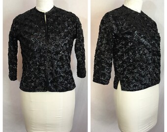Vintage 1960's Black Sequined Cardigan