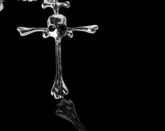 skull cross skull - cross - pendant - memento mori - femurs - pendant