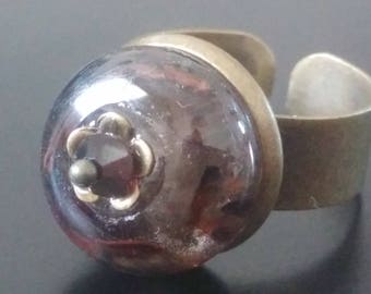 Small red and black - Lampwork Glass ring
