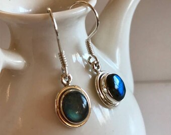 Labradorite Drop Earrings-Labradorite Gemstone Earrings
