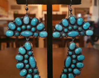 Native American Turquoise Cluster Earrings