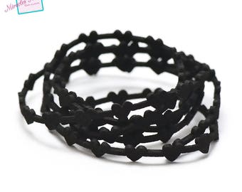 1 m cord strap perforated suede "bundle" 6 x 1, 8 mm, black