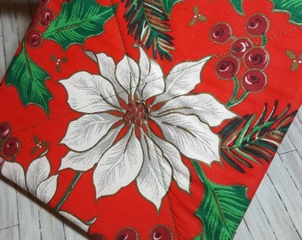 CHRISTMAS POINSETTIA Potholder Hot Pad