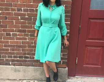 Gorgeous 1970s Mint Green Dress