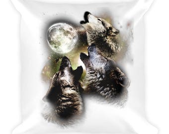 Wolves Howling At The Moon Gift Square Pillow