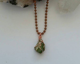 Destiny - Peridot Necklace, Crystal Healing, Copper Jewelry, Wire Wrapped Peridot Pendant, Peridot Charm, August Birthstone