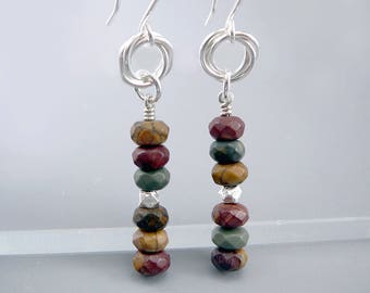 Nickel Free Earrings, Jasper Jewelry, Presents for Friends, Sterling Silver Drop Earrings, 925 Jewelry, Nickel Free Jewelry, Earthy Jewelry
