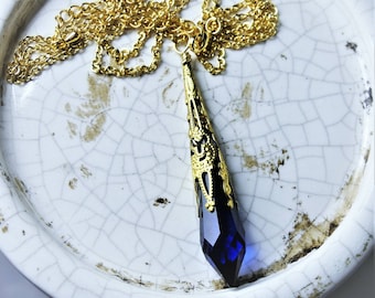 Montana Blue Swarovski Strass Golden Filigree Neckalce