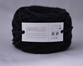 Black Light Bulky Weight Recycled T-shirt Yarn