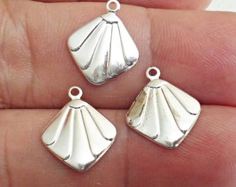 Set Of 6 Silver ox Brass Stamping Charm Pendant Vintage Jewelry Findings made in USA /2z