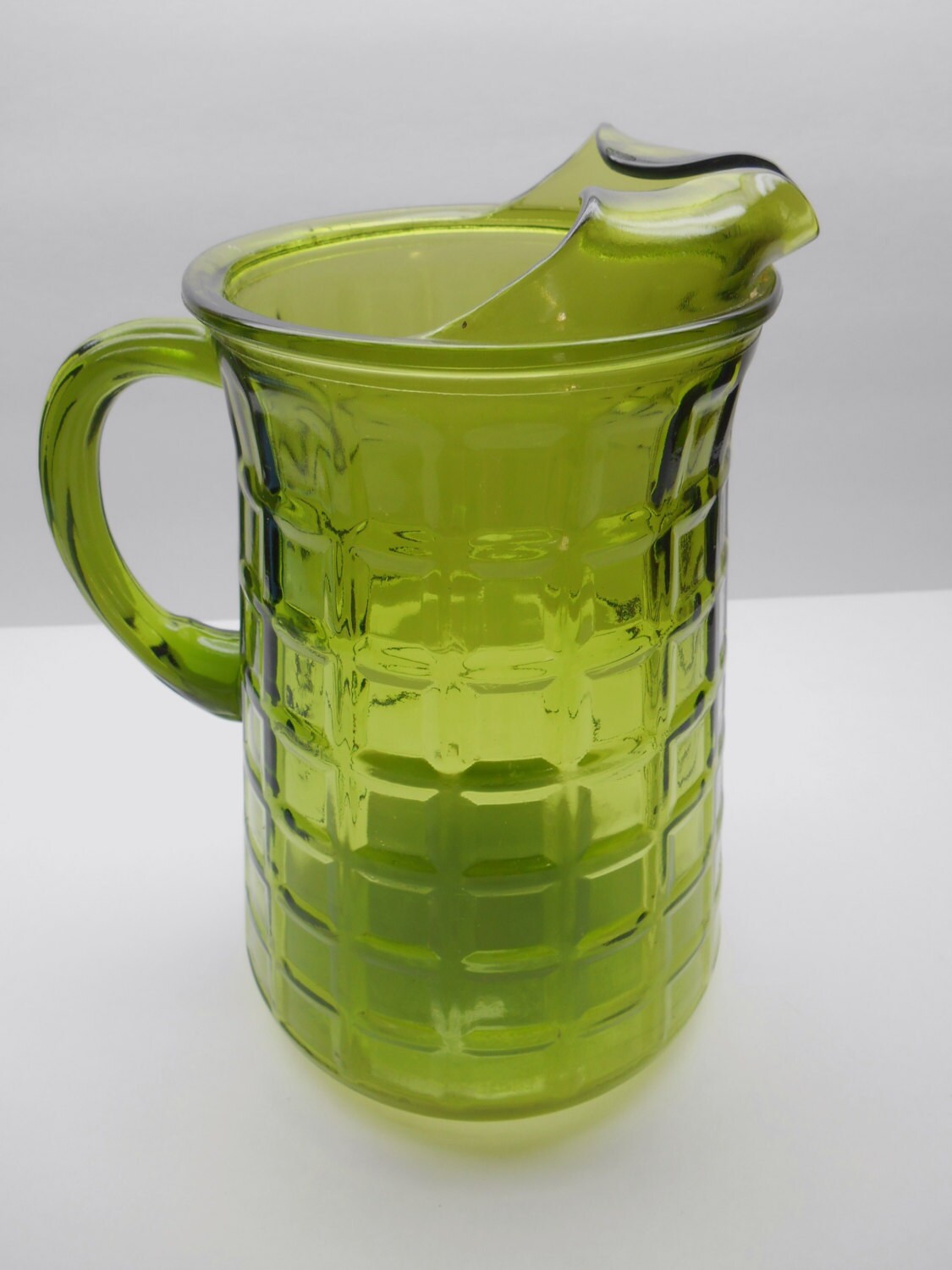 Vintage Green Glass Pitcher